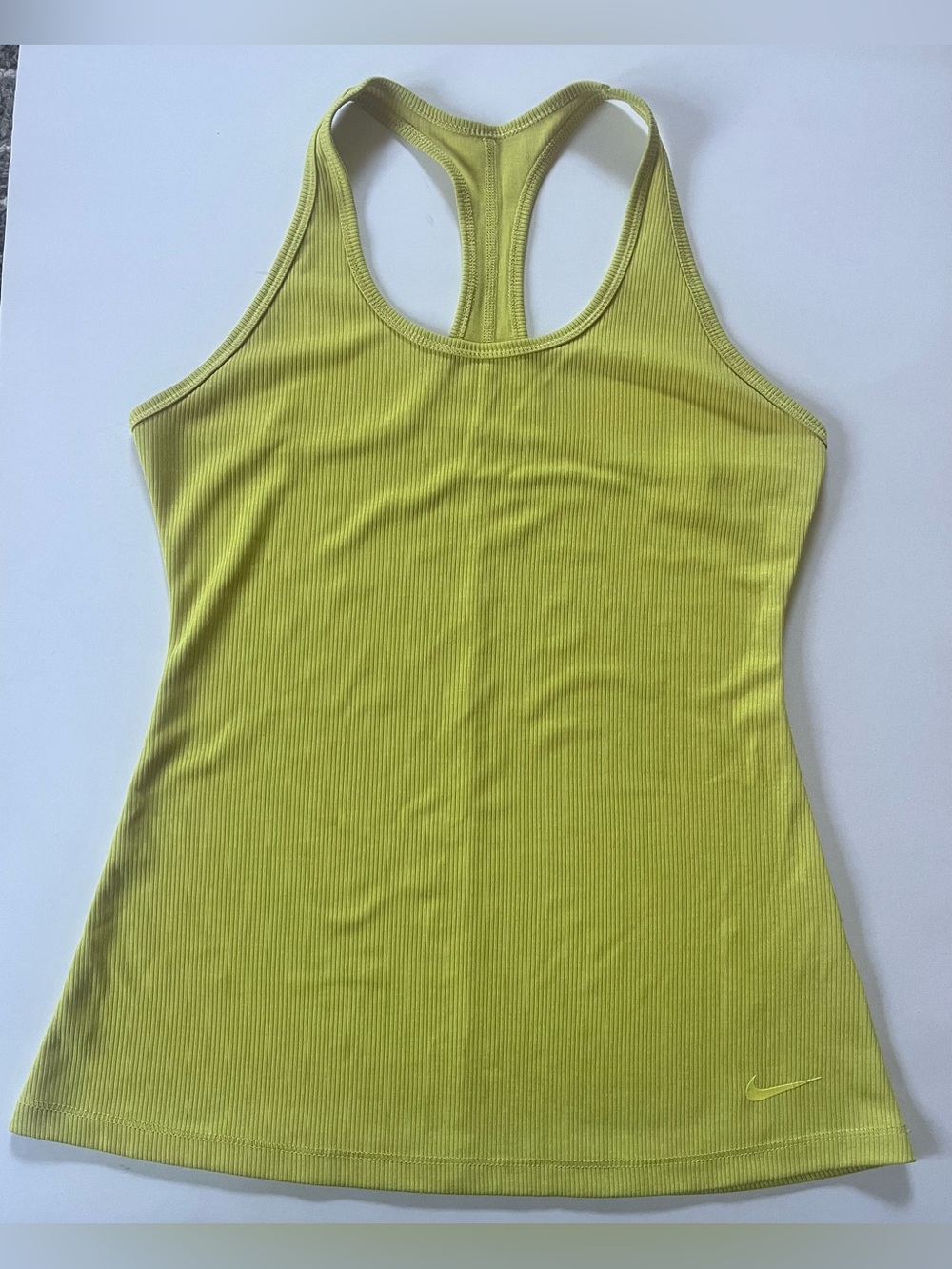 Nike Dri-Fit Ribbed Yellow Racerback Athletic Tank Top Size Medium